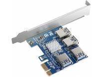 Etzin PCIe 1 to 4 Riser Card, Pcie Splitter, 4 Risers into 1 PCI Card, PCIe Multiplier Risers 1X to External 4 PCI-e USB3.0 Adapter for ETH Miner GPU Crypto Bitcoin Ethereum Mining-(EPL-739PC) Rs.1057 @ Amazon