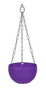 GTB Hanging PLANTERS Round Shape Garden Hanging Flower Port | Crystal Flower Pots | Plastic | Flower Pot | Metal Hanging Chain | Flower Pots for Home Garden Balcony Multicolor| Pack of 1 (Purple) Rs. 99 - Amazon