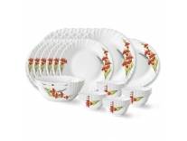 Larah by Borosil Red Iris Fluted Series Opalware Dinner Set | 27 Pieces for Family of 6 | Microwave & Dishwasher Safe | Bone-Ash Free | Crockery Set for Dining & Gifting | Plates & Bowls | White Rs. 1687 - Amazon