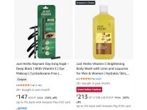 Just Herbs Beauty Products upto 70% off + Coupon starting From Rs.137 @ Amazon