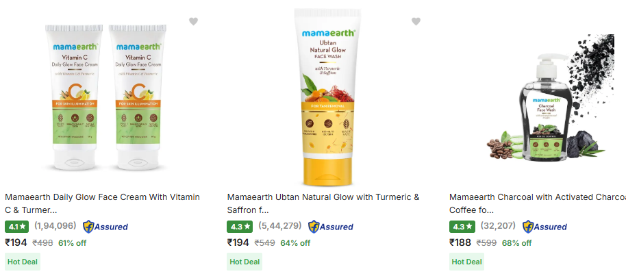 Mamaearth Beauty And Grooming upto 62% off starting From Rs.224 @ flipkart