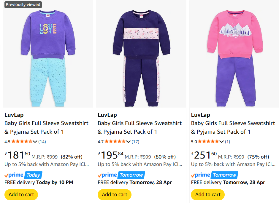 Amazon.in : LuvLap Baby Girls Sweatshirt & Pyjama