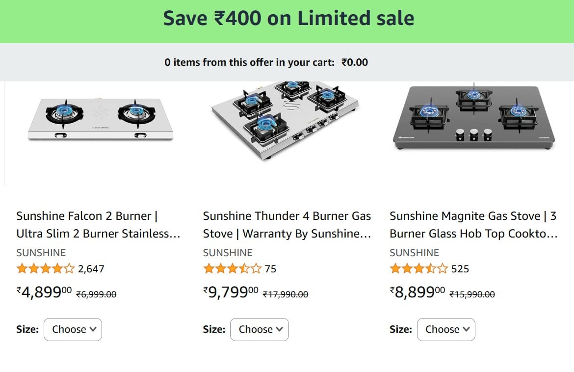 Amazon.in: Save ₹400 on Limited sale promotion
