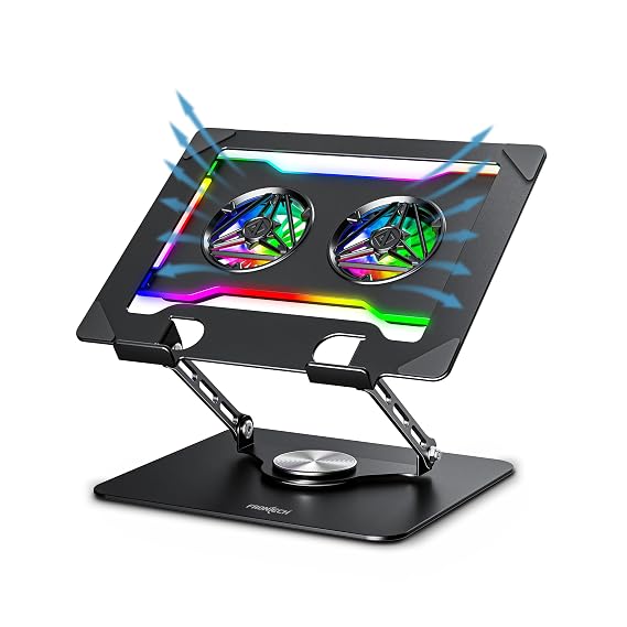 Frontech 360° Rotating Laptop Cooling Stand | 2x65 mm RGB Detachable Fan | for Laptop Up to 17" | USB+Type C Powered | Heat Dissipation Design | 1 Year Warranty (CP-0015) Rs. 1358 - Amazon