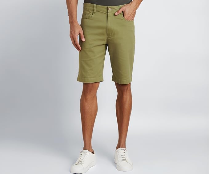 Amazon Brand - Symbol Men's Cotton Rich Stretchable Regular Fit Chino Shorts |Scoop Pockets Rs. 399 - Amazon