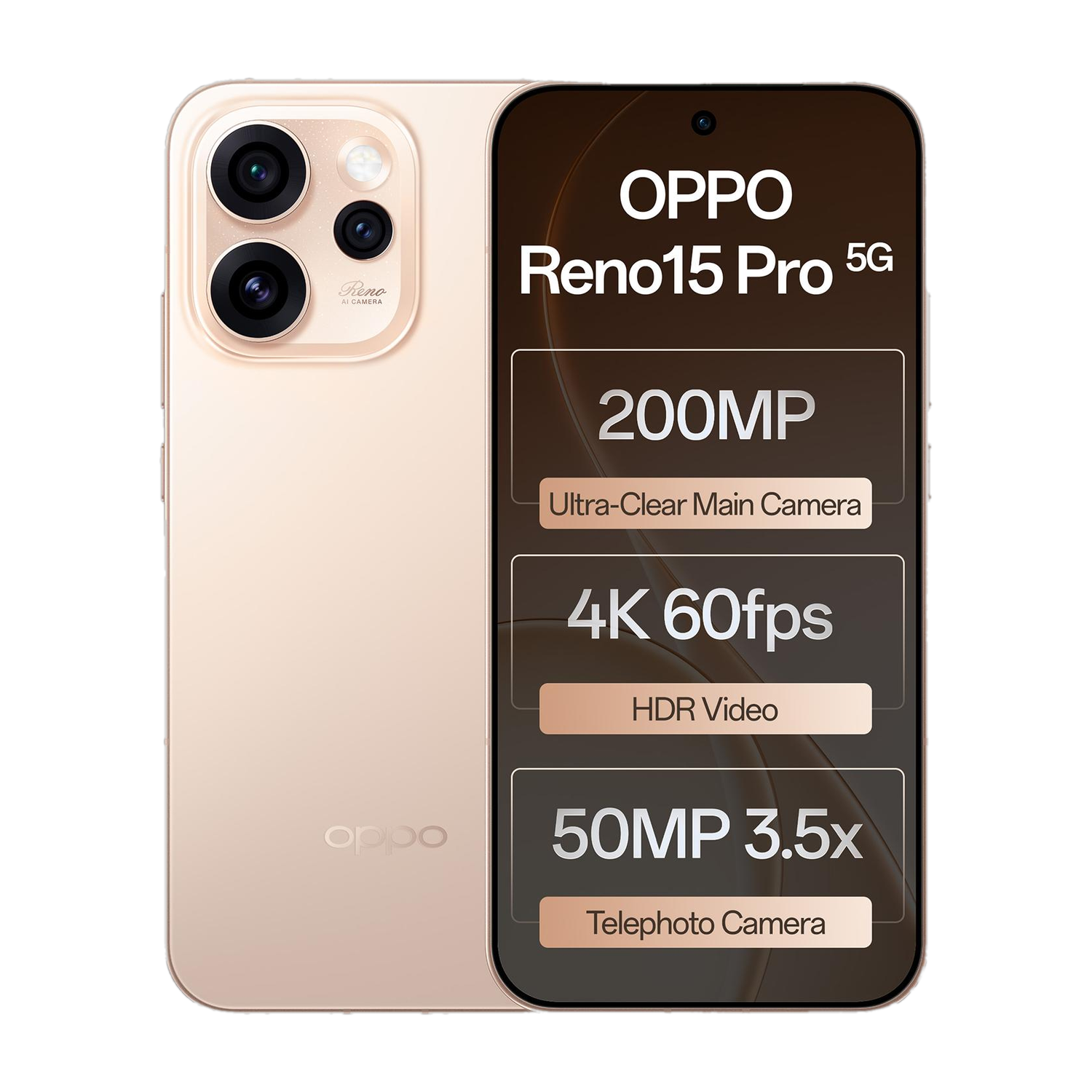 [Coupon] OPPO Reno15 Pro 5G (Sunset Gold, 256 GB) Rs. 54407 - Flipkart