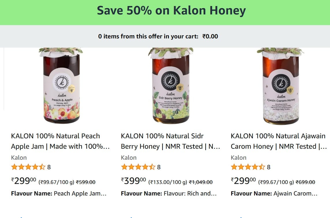 Amazon.in: Save 50% on Kalon Honey promotion