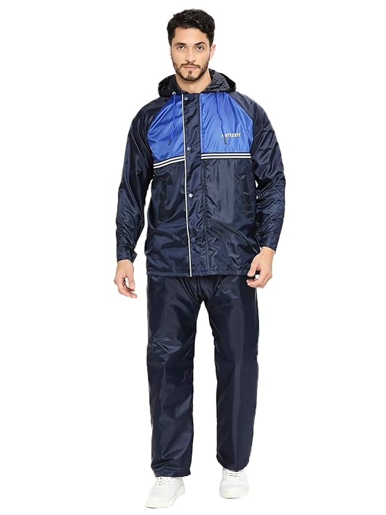 Citizen Reversible Raincoat For Men With Inbuilt Hood, Waterproof Pant & Carry Pouch | Dual Color Sports Style | 190T Polyester With Pvc | Durable & Lightweight Standard Length Rainsuit Rs. 649 - Amazon