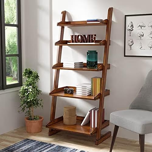 [Apply 5% Coupon] Wooden Ladder Shelf Bookshelf Planter Stand 5 Feet Sheesham Wood Home Decorative for showpiece Floor Shelf Rs. 4455 - Amazon