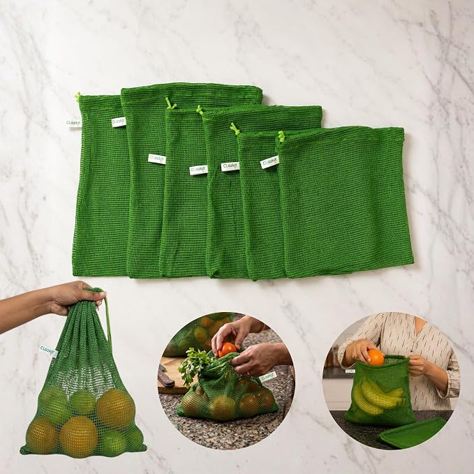 [Apply 50% Coupon] Clazkit Cotton Fridge Bags (Set of 6) – Reusable Vegetable Storage Bags | Breathable Eco-Friendly Cloth Bags for Fruits, Greens & Refrigerator Storage Rs. 182 - Amazon