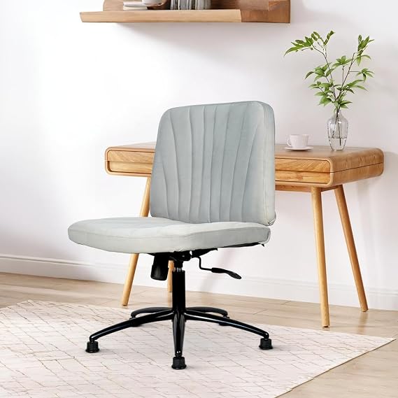 CELLBELL Comfy Ergonomic Modern Accent Armchair Without Wheels in Soft Velvet Fabric for Home & Office Use | Cross Legged Back Support Chair with Adjustable Height, Recline & Metal Base (Grey) Rs. 5499 - Amazon