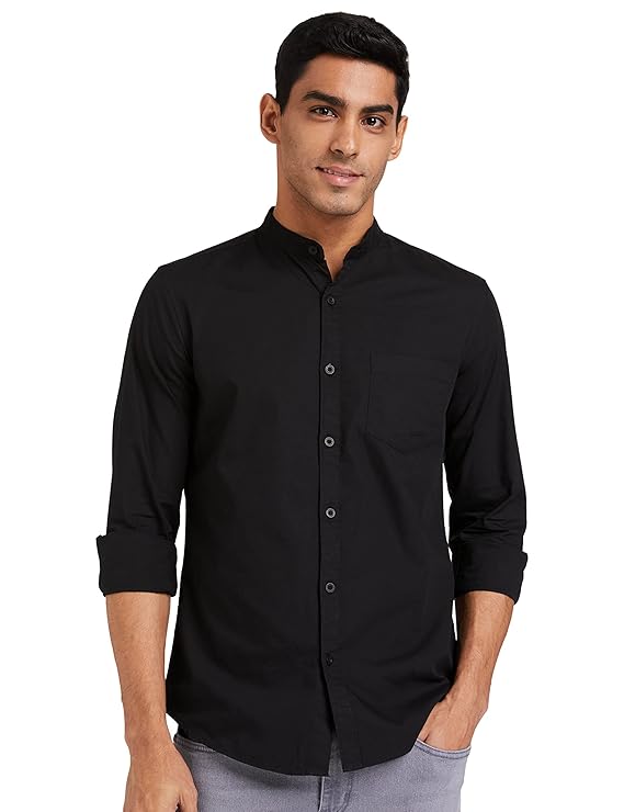 Amazon Brand - Symbol Men's Cotton Shirt | Chinese Collar | Casual | Plain | Full Sleeve | Summer - Regular Fit (Available in Plus Sizes) Rs. 469 - Amazon