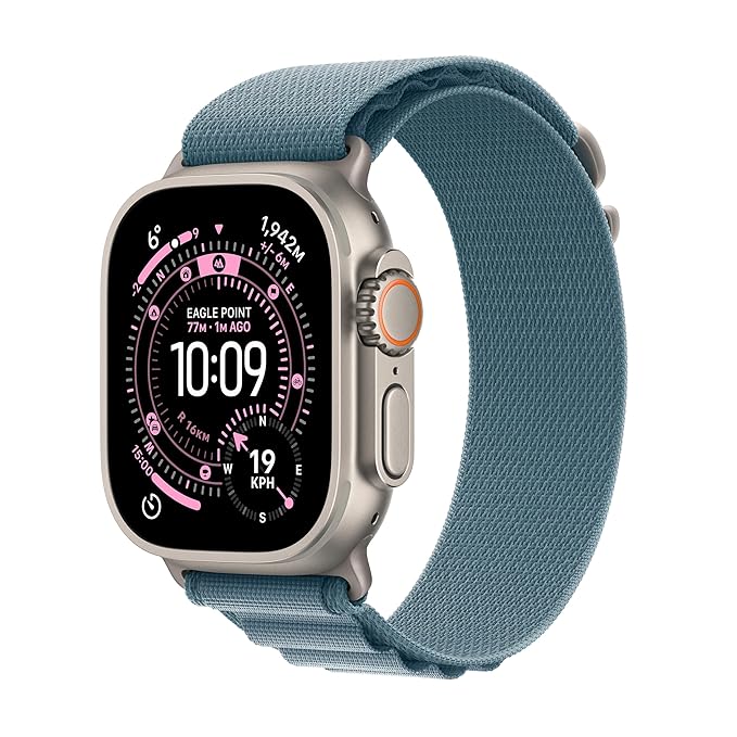 [SBI/ Axis Card Offer] Apple Watch Ultra 3 GPS + Cellular 49mm Natural Titanium Case with Light Blue Alpine Loop - Small Rs. 85153 - Amazon