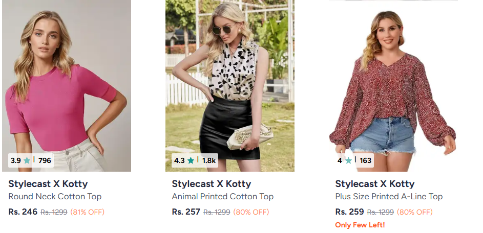 Stylecast X Kotty Women's Clothing upto 81% off starting From Rs.246 @ myntra
