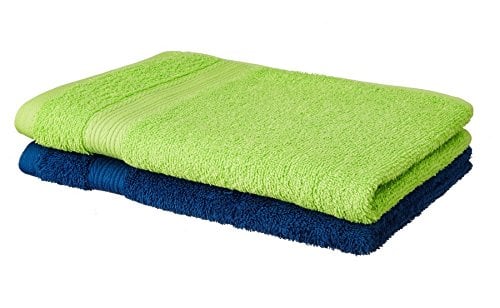 Amazon Brand - Solimo 100% Cotton 2 Piece Hand Towel Set, 500 GSM (Iris Blue and Spring Green) Rs. 159 - Amazon