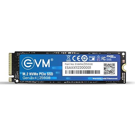 EVM 256GB NVMe M.2 SSD 2280 | PCIe Gen 3x4 Internal SSD | Up to 3000MB/s Read 2000MB/s Write | High Speed Storage for Laptop Desktop Gaming | 5 Year Warranty (EVMNV-256GB) Rs. 3299 - Amazon