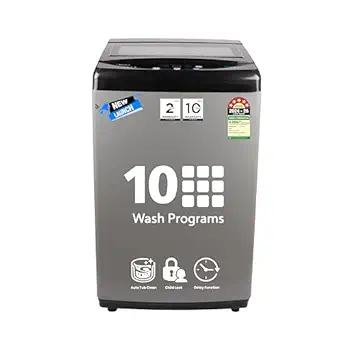 [ SBI / Axis Bank CC ] Midea 7.5kg 5-Star Top Load | Fully Auto | Hydrowave Stainless Tub | 10 Programs | 700 RPM | Intelligent Sensors | Auto Tub Clean | Magic Filter | Child Lock | Glass Lid | (MWMTL075FP1ENIG, Inox Grey) Rs. 11641 - Amazon