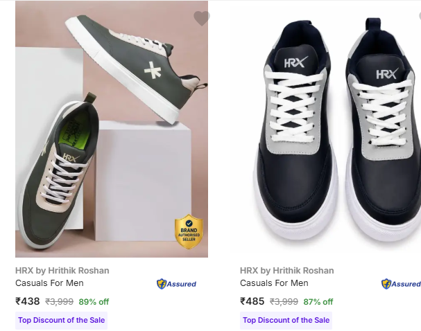 Hrx By Hrithik Roshan Men’s Casual Shoes upto 89% off starting From Rs.438 @ flipkart