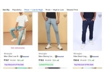 Wrangler Men's Jeans upto 78% off starting From Rs.767 @ Flipkart