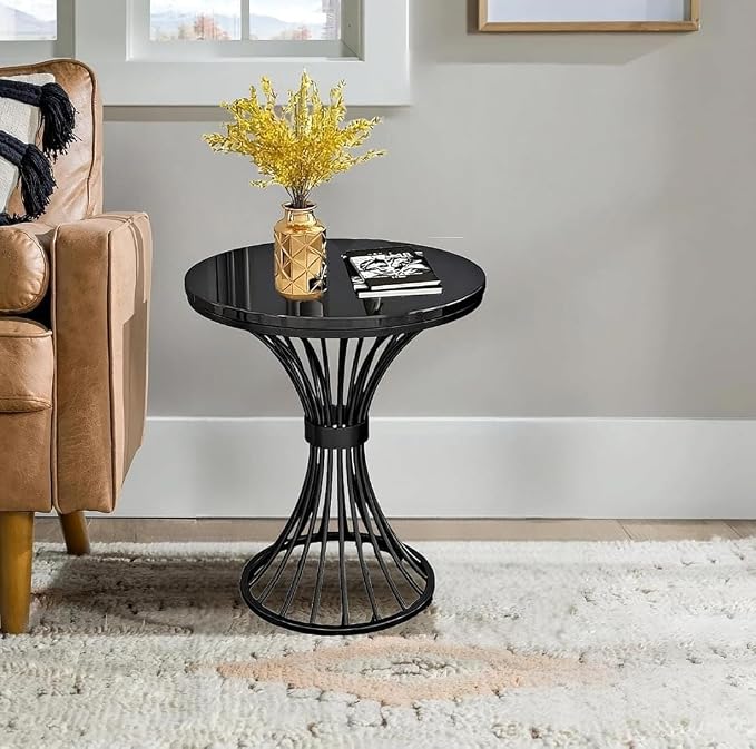 Furniture Cafe Modern Coffee Table for Living Room Center Table Home Decor Round Side Table Space Saving Furniture, Table Top Sturdy Metal Frame Wood Desk Centerpiece Bedroom (Black/Black) Rs. 1200 - Amazon