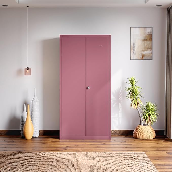 [Coupon + SBI CC EMI ] Interio by Godrej Luminex NX 2-Door Steel Almirah (Textured Dusty Rose), 1-Year Warranty, 1 Locker, 5 Shelves Rs. 17953 - Amazon