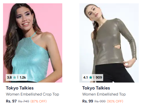 Tokyo Talkies Women's Clothing upto 90% off starting From Rs.97 @ myntra