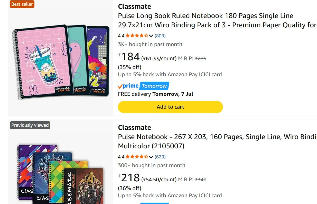 Classmate upto 50% off starting From Rs.100 @ amazon