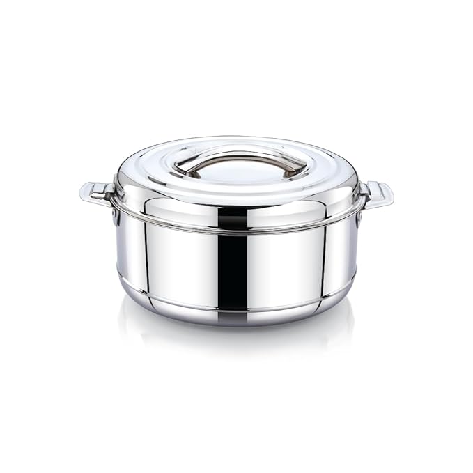 [Apply 2% Coupon] Praylady Vintage Insulated Hot Pot Casserole 1.5 Litre – Stainless Steel Thermal Food Warmer with Lid | Leak-Proof & Durable Serving Bowl for Lunch, Dinner, Parties | Elegant Silver Finish Rs. 587 - Amazon