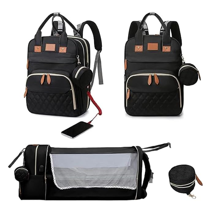 Diaper Bag Backpack with Changing Station, Foldable Baby Diaper Bags Large Capacity Waterproof USB Charging Port, Mummy Bag for Baby Boy Girl Rs. 1899 - Amazon