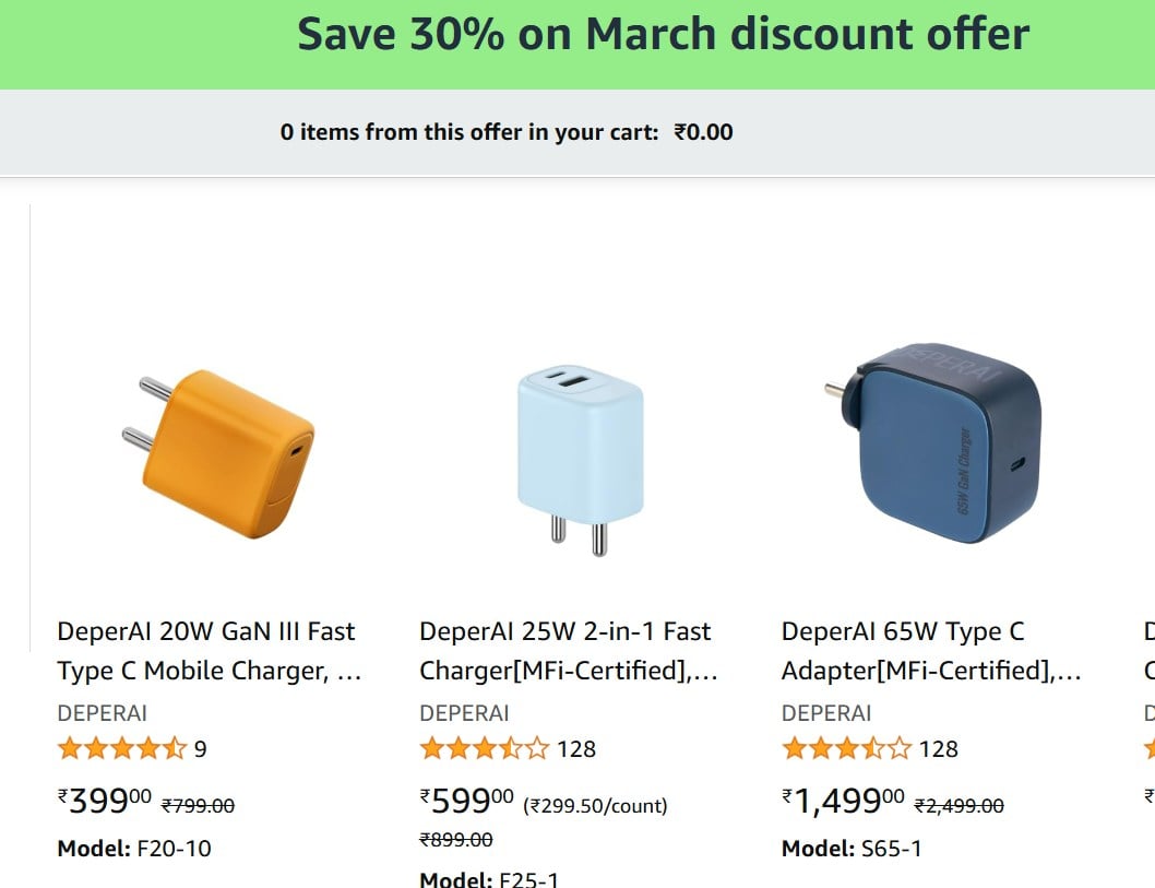 [Apply 30% Coupon] Charges & Cables upto 78% off + 30% Coupon starting From Rs.37 @ amazon