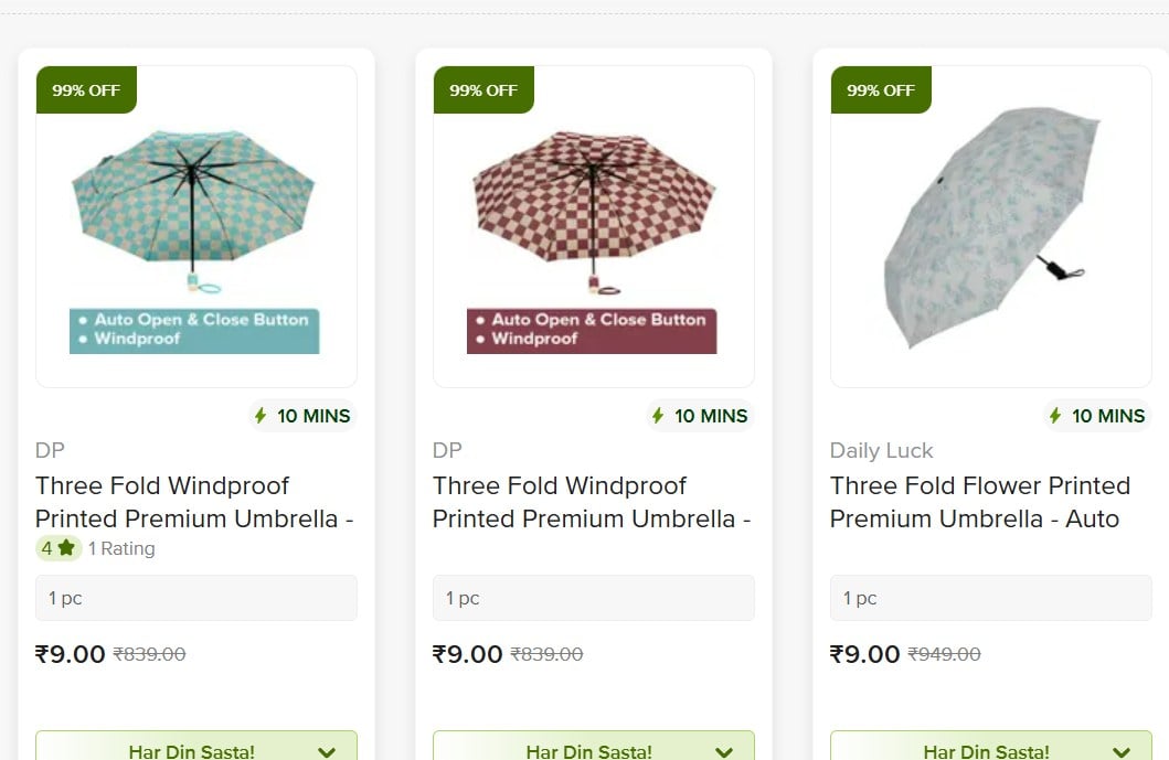 [Sort By Low to High] Buy Umbrella Products Online in India at Lowest Price - bigbasket Rs. 9