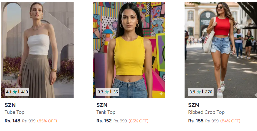SZN Women's Clothing upto 90% off starting From Rs.258 @ myntra