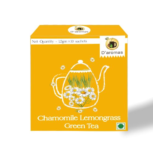 [Bengaluru] D'aromas Chamomile Lemongrass Tea Bags | Relaxing chamomile & Refreshing lemongrass Blend | Calming Floral Aroma | Herbal Wellness Infusion | 10 Tea Bags (1.5g Each) | D'aromas Herbal Tea Rs. 90 - Amazon