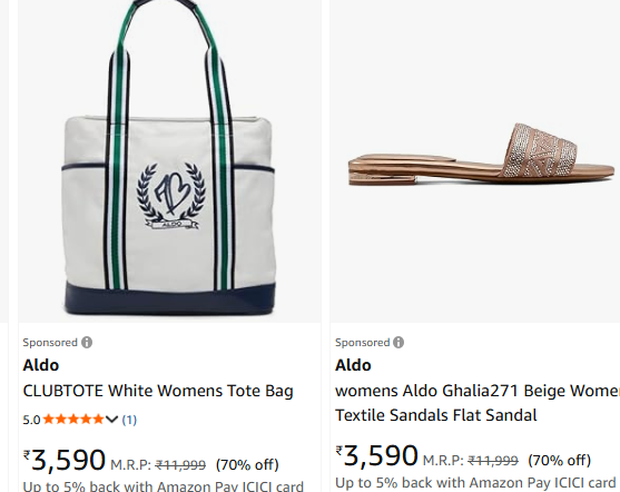 ALDO Footwears & Accessories upto 70% off starting From Rs.740 @ amazon
