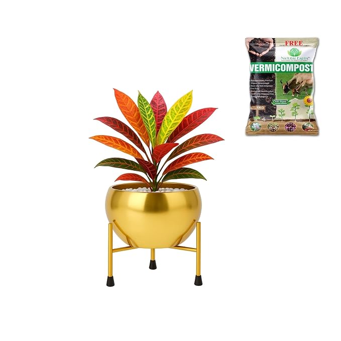 [Apply 2% Coupon] Natural Earth Metal Flower Vase Planter Pot with Iron Stand | Decorative Plant Cachepot for Indoor & Outdoor Use | Succulent Pot for Home & Garden Décor (Mandala) Rs. 351 - Amazon