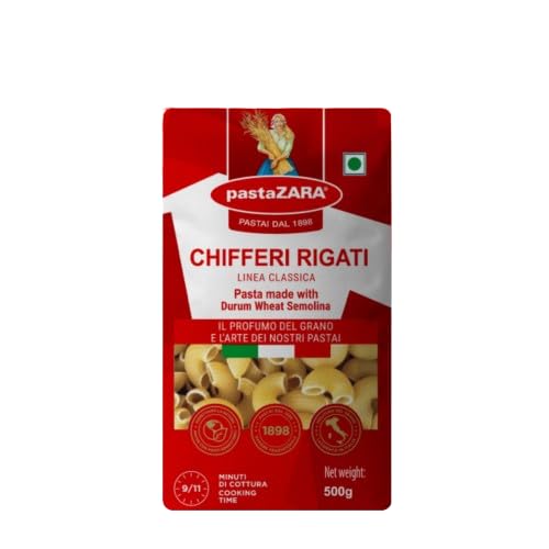 Pasta Zara Chifferi Rigate Pasta – Authentic Italian Elbow-Shaped Pasta, Made with Durum Wheat Semolina, Non-GMO, Perfect for Macaroni, Soups & Bakes – 500g – Product of Italy Rs. 118 - Amazon