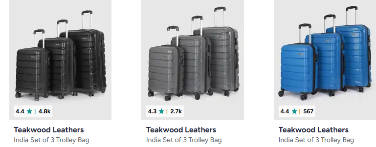 Teakwood Set Of 3 Trolley upto 89% off starting From Rs.1299 @ myntra