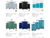 Suitcase Top Brands Set of 3 (Safari, American Tourister, Killer, Vip & more) upto 80% off + 15% off @ Flipkart