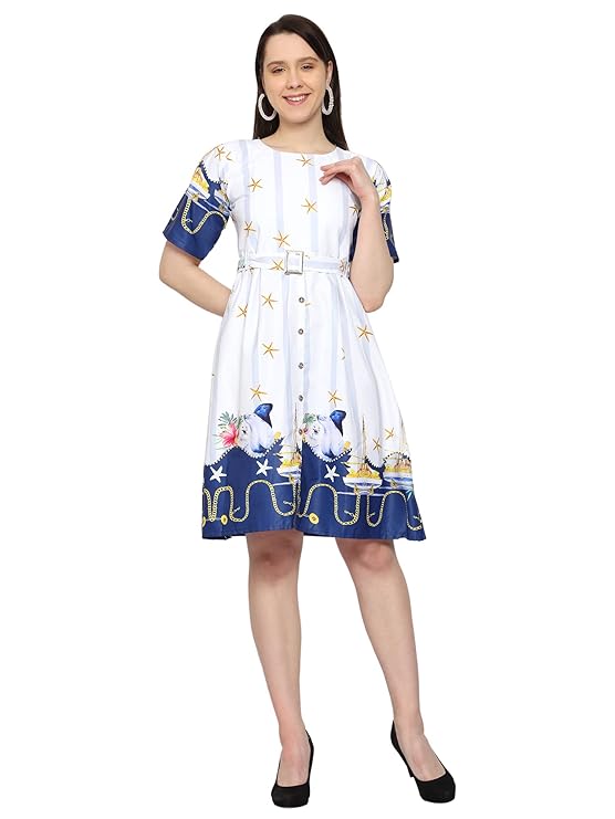 Avlin Latest Stylish One Piece Dress with Belt Rs. 199 - Amazon