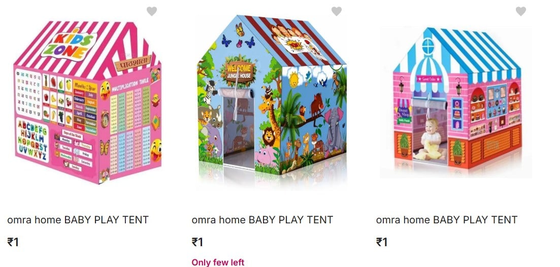 Omra Home Kids Tents upto 87% off starting From Rs.1 @ flipkart