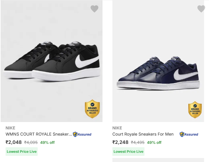 [Triple Discount] NIKE Shoes upto 49% off starting From Rs.2048 @ flipkart