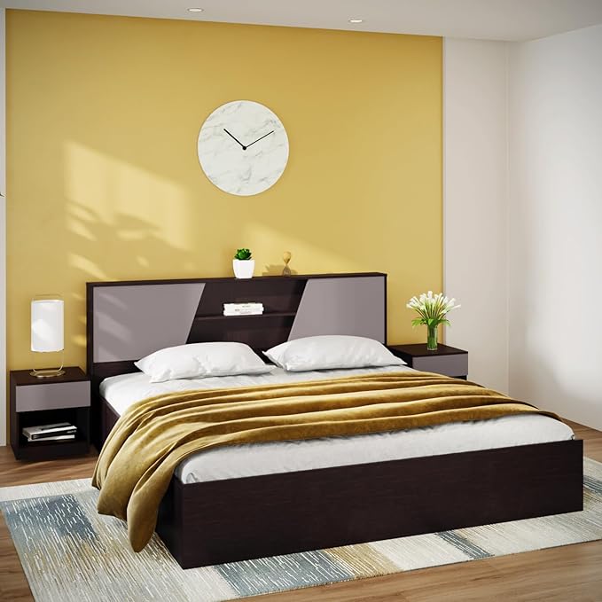 [Cashback + SBI CC EMI ] Interio by Godrej Hannah and Restomagic Dual King Size Box Storage Bed + Mattress Combo Dual-Sided (78x72x5 Inches) Mattress with 5-Year Warranty, Bed headboard with Storage Rs. 27550 - Amazon
