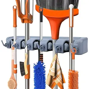 Sulfar Broom Holder Wall Mounted, mop Holder for Wall, Broom Stick Mounted Stand, Storage Broomstick Brush Mount Organizer (Grey) Rs. 294 - Amazon