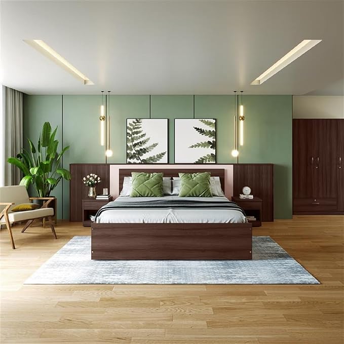 [Cashback + SBI CC EMI ] Interio by Godrej EWA Engineered Wood King Bed and 3-Door Wardrobe Set (Finish Color - Brown, Knock Down) Rs. 35340 - Amazon