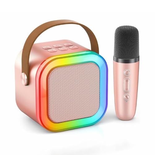 Mini Bluetooth Karaoke Machine – Portable Speaker with Microphone & LED Lights, Kids and Baby Music Singing Toy for Boys & Girls Rs. 199 - Amazon