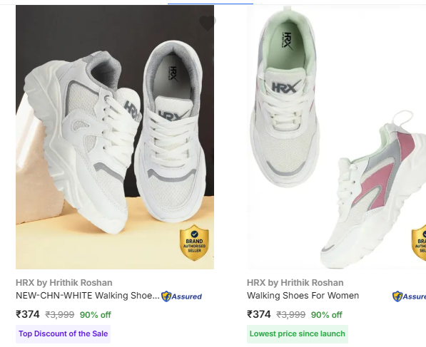 Hrx Sheos upto 90% off starting From Rs.374 @ flipkart