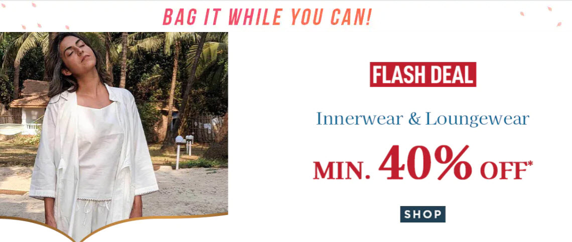 Innerwear And Loungewear Min 40% Off @ Ajio Rs.238 - Ajio
